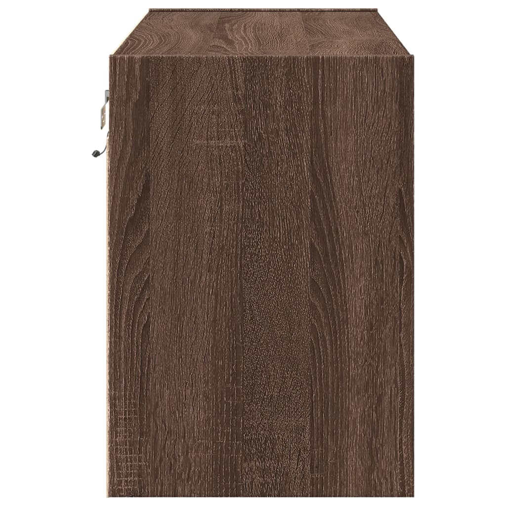 vidaXL TV Wall Cabinet with LED Lights Brown Oak 80x31x45 cm