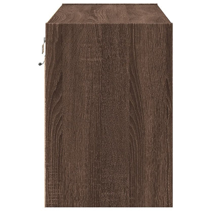 vidaXL TV Wall Cabinet with LED Lights Brown Oak 80x31x45 cm
