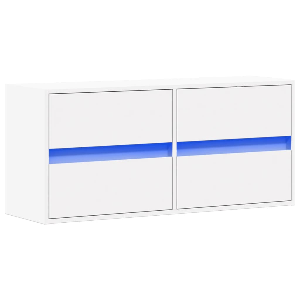 vidaXL TV Wall Cabinet with LED Lights White 100x31x45 cm