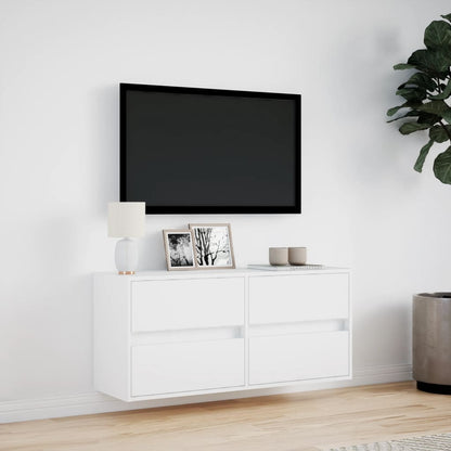 vidaXL TV Wall Cabinet with LED Lights White 100x31x45 cm