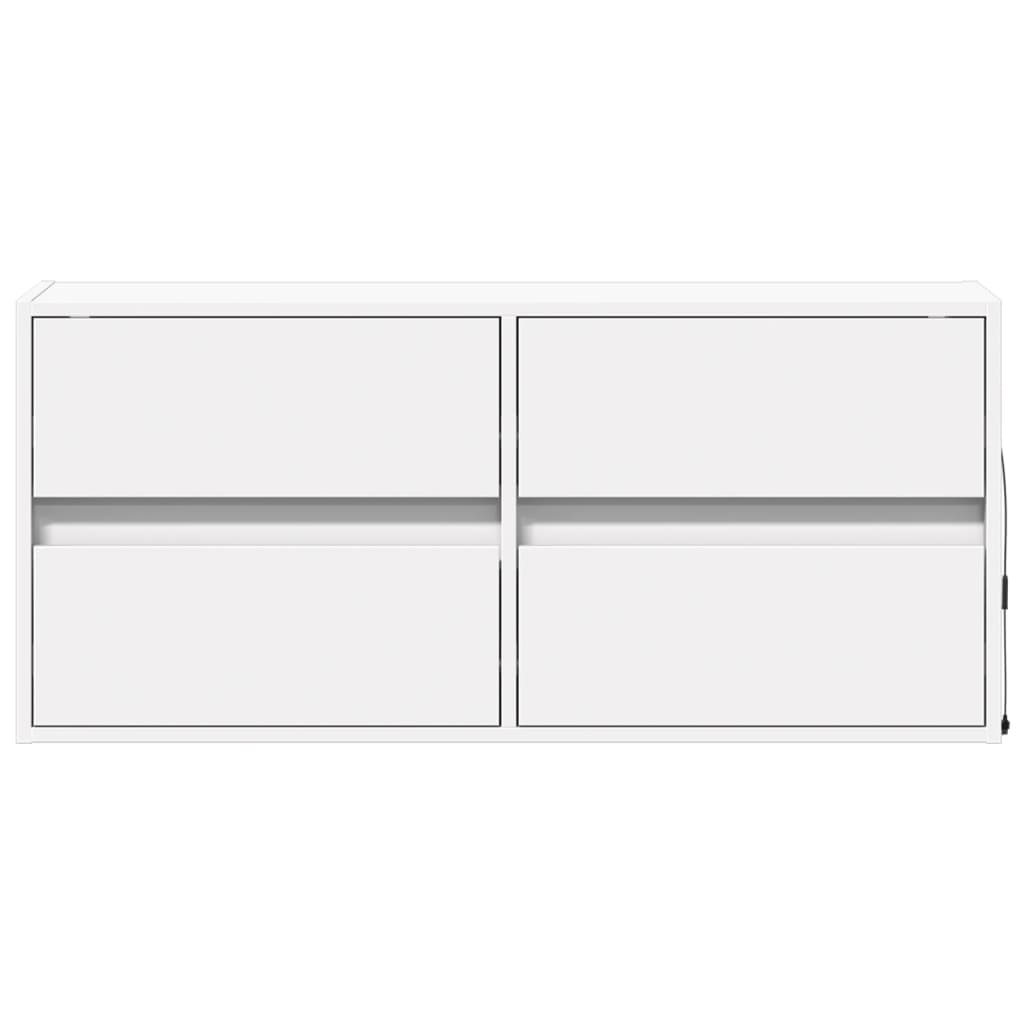 vidaXL TV Wall Cabinet with LED Lights White 100x31x45 cm