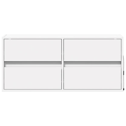 vidaXL TV Wall Cabinet with LED Lights White 100x31x45 cm
