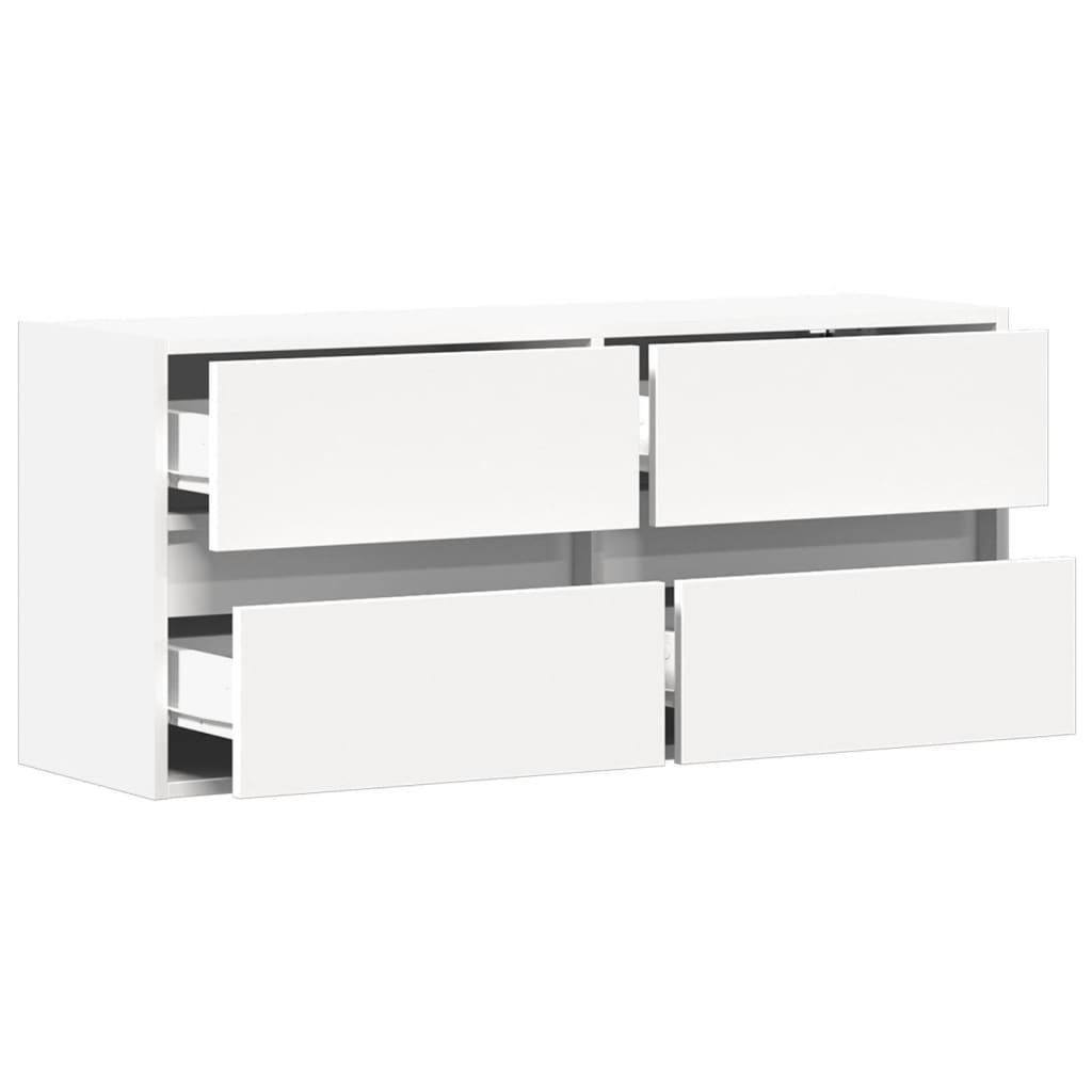 vidaXL TV Wall Cabinet with LED Lights White 100x31x45 cm