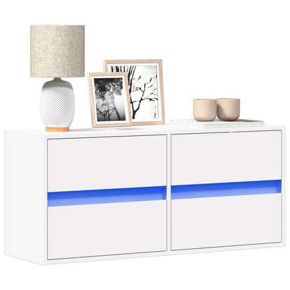 vidaXL TV Wall Cabinet with LED Lights White 100x31x45 cm