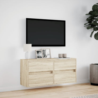 vidaXL TV Wall Cabinet with LED Lights Sonoma Oak 100x31x45 cm