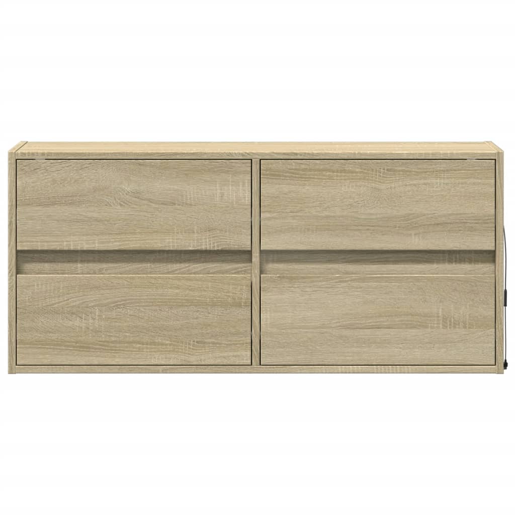 vidaXL TV Wall Cabinet with LED Lights Sonoma Oak 100x31x45 cm