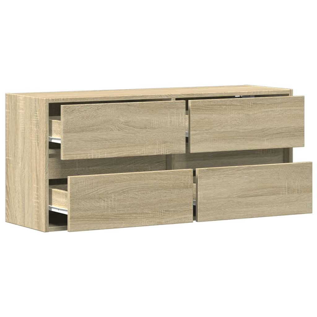 vidaXL TV Wall Cabinet with LED Lights Sonoma Oak 100x31x45 cm
