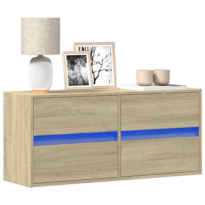 vidaXL TV Wall Cabinet with LED Lights Sonoma Oak 100x31x45 cm