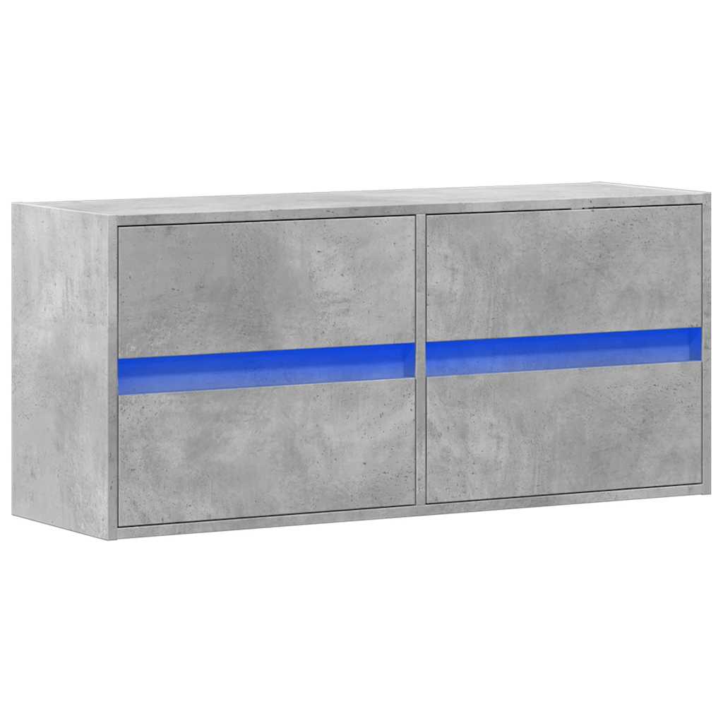 vidaXL TV Wall Cabinet with LED Lights Concrete Grey 100x31x45 cm