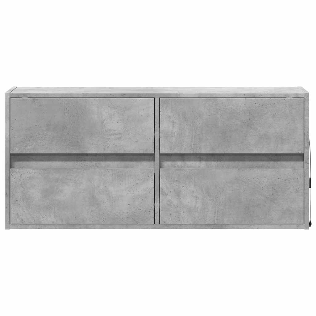 vidaXL TV Wall Cabinet with LED Lights Concrete Grey 100x31x45 cm