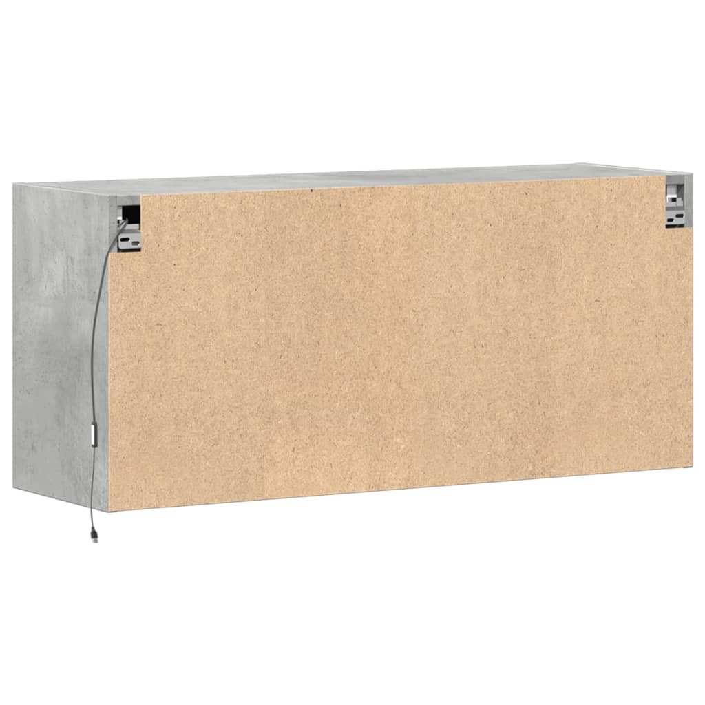 vidaXL TV Wall Cabinet with LED Lights Concrete Grey 100x31x45 cm