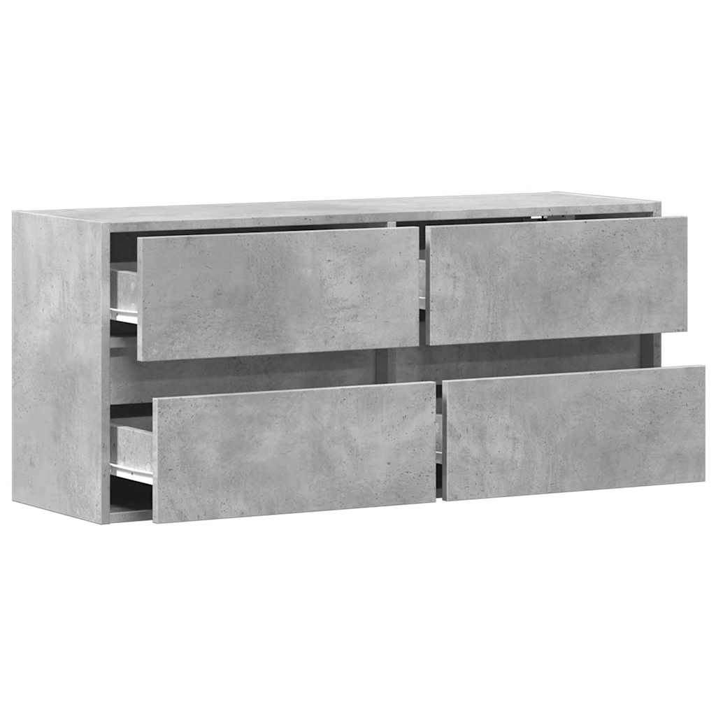 vidaXL TV Wall Cabinet with LED Lights Concrete Grey 100x31x45 cm