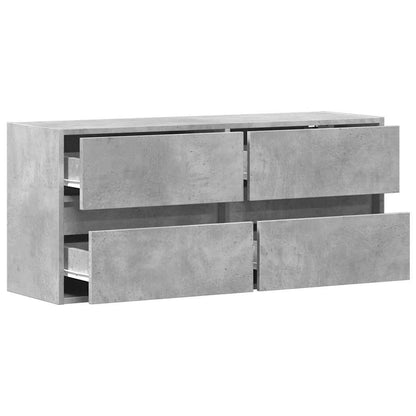 vidaXL TV Wall Cabinet with LED Lights Concrete Grey 100x31x45 cm