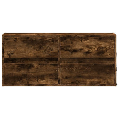 vidaXL TV Wall Cabinet with LED Lights Smoked Oak 100x31x45 cm