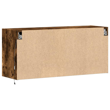 vidaXL TV Wall Cabinet with LED Lights Smoked Oak 100x31x45 cm