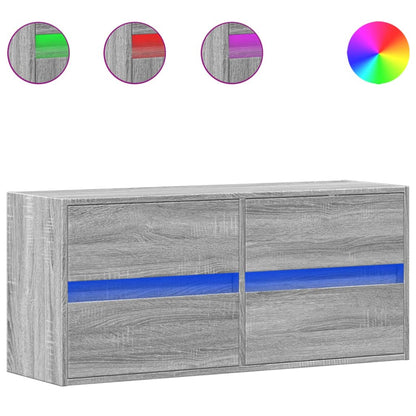 vidaXL TV Wall Cabinet with LED Lights Grey Sonoma 100x31x45 cm