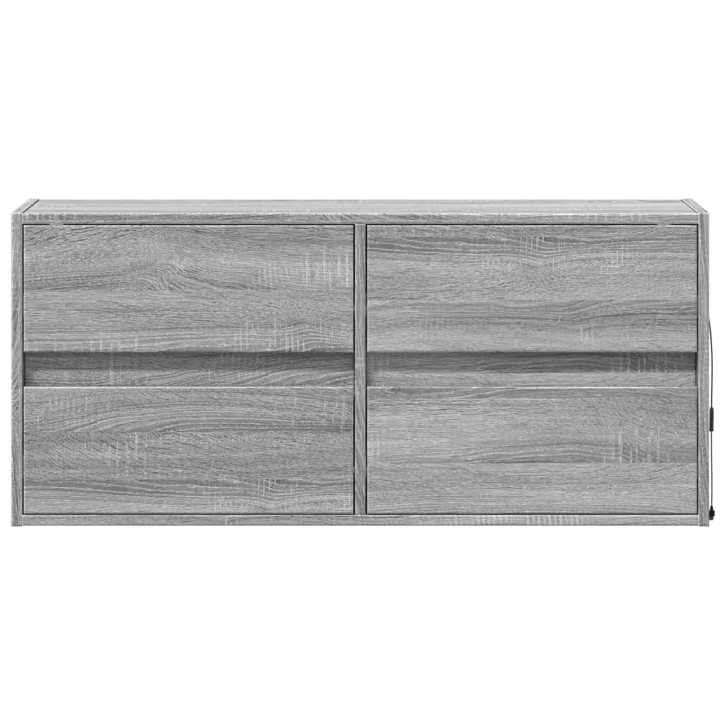 vidaXL TV Wall Cabinet with LED Lights Grey Sonoma 100x31x45 cm