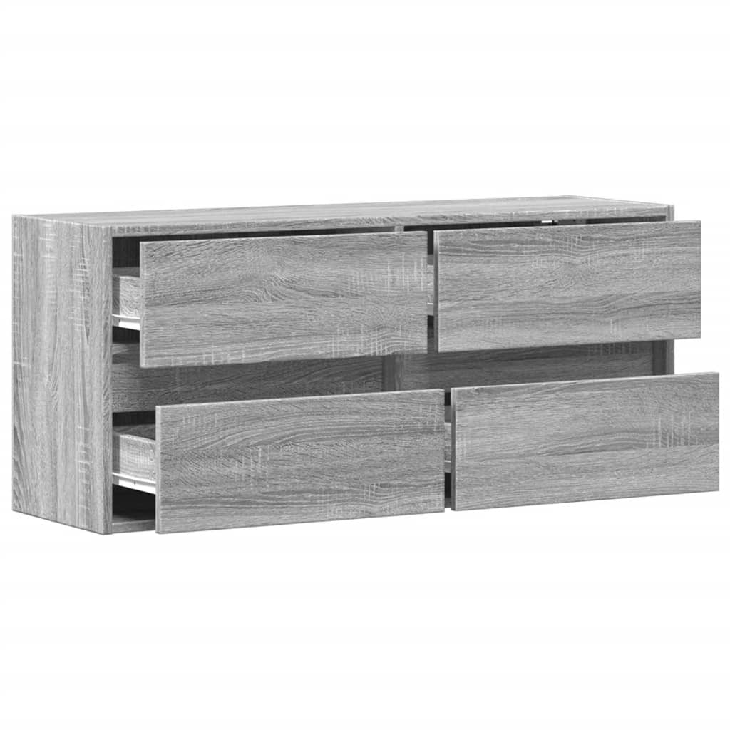 vidaXL TV Wall Cabinet with LED Lights Grey Sonoma 100x31x45 cm
