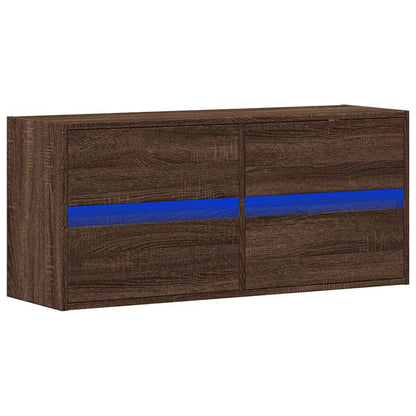 vidaXL TV Wall Cabinet with LED Lights Brown Oak 100x31x45 cm