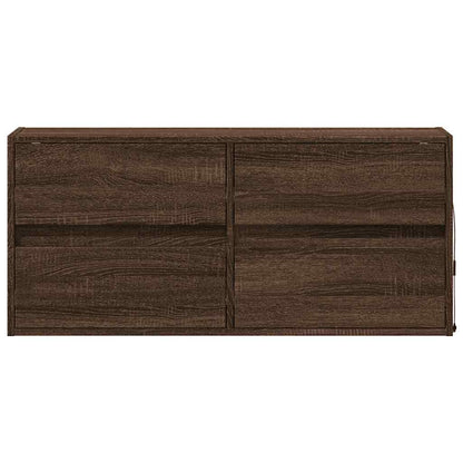 vidaXL TV Wall Cabinet with LED Lights Brown Oak 100x31x45 cm