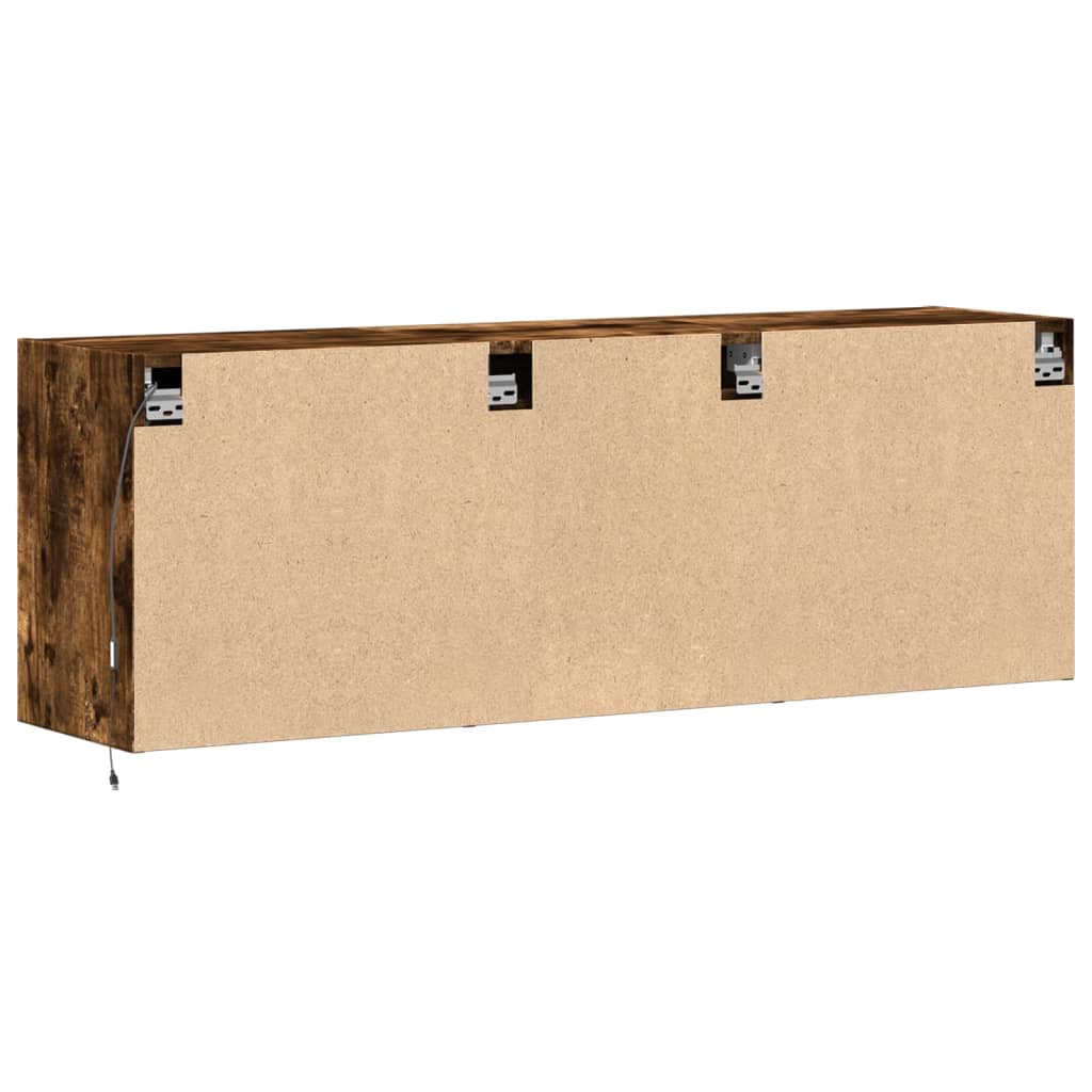 vidaXL TV Wall Cabinet with LED Lights Smoked Oak 130x31x45 cm