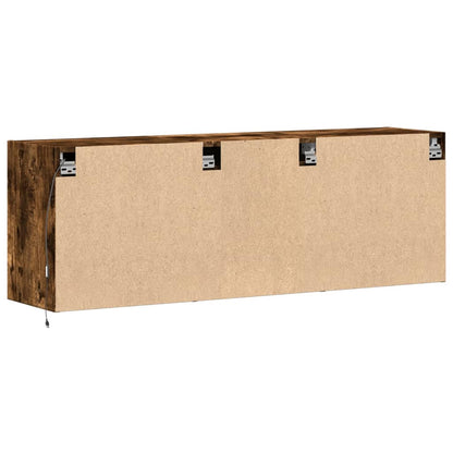 vidaXL TV Wall Cabinet with LED Lights Smoked Oak 130x31x45 cm