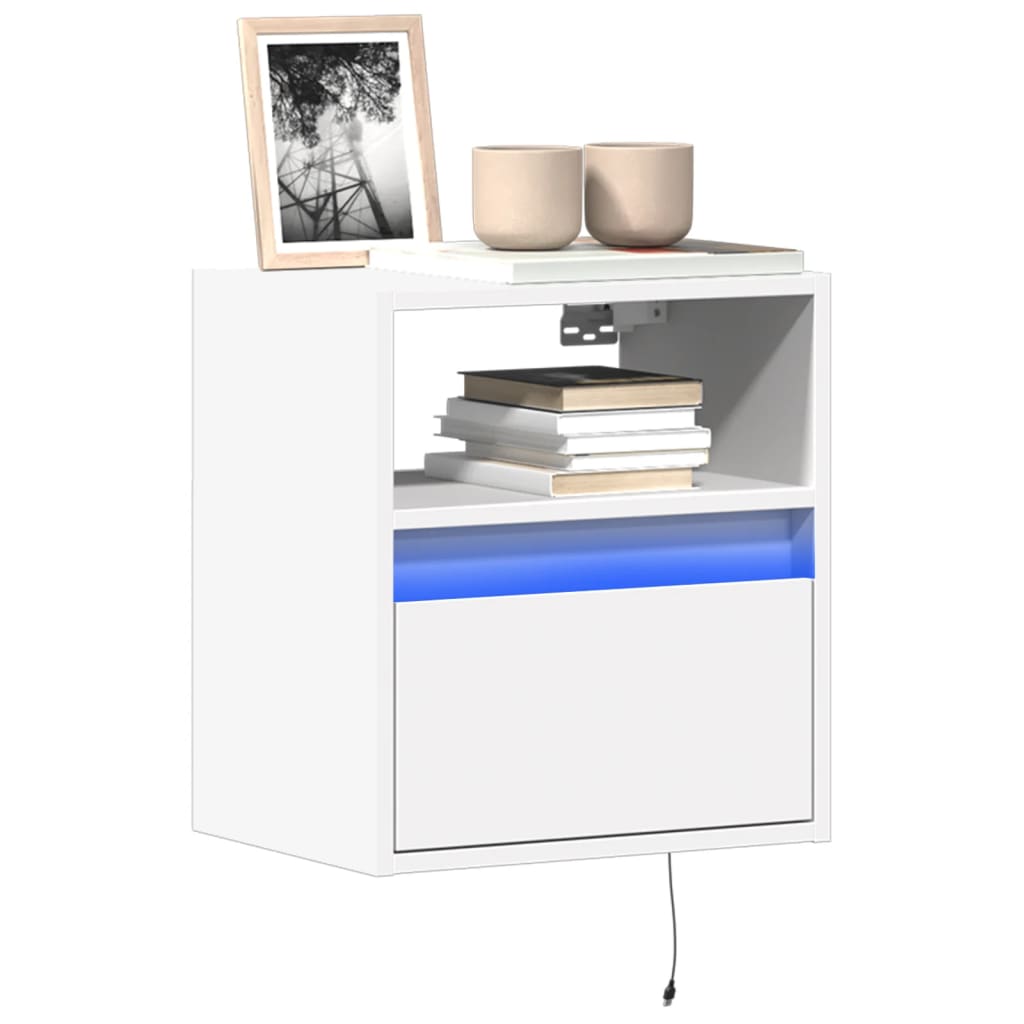 vidaXL TV Wall Cabinets with LED Lights 2 pcs White 41x31x45 cm