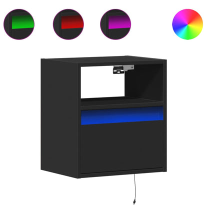 vidaXL TV Wall Cabinets with LED Lights 2 pcs Black 41x31x45 cm