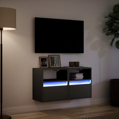 vidaXL TV Wall Cabinets with LED Lights 2 pcs Black 41x31x45 cm