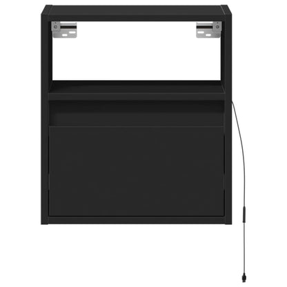 vidaXL TV Wall Cabinets with LED Lights 2 pcs Black 41x31x45 cm