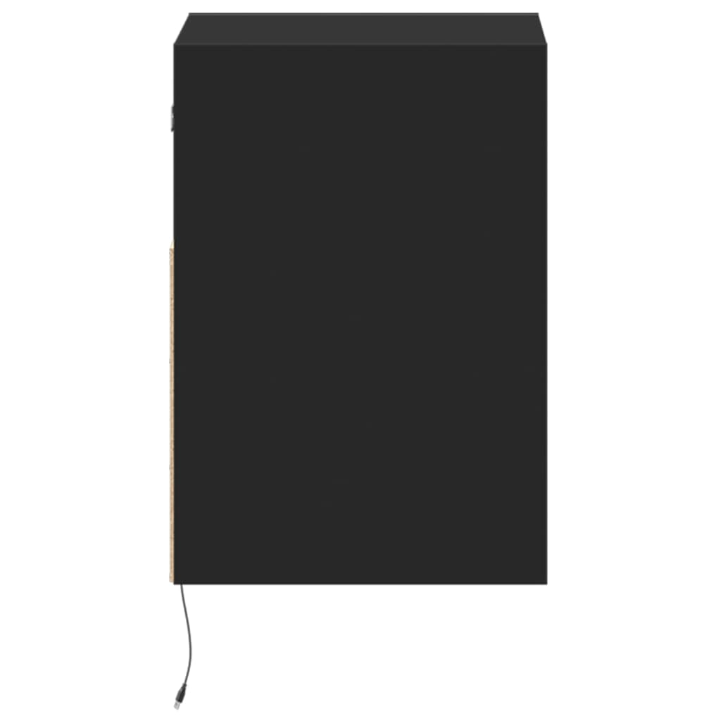 vidaXL TV Wall Cabinets with LED Lights 2 pcs Black 41x31x45 cm