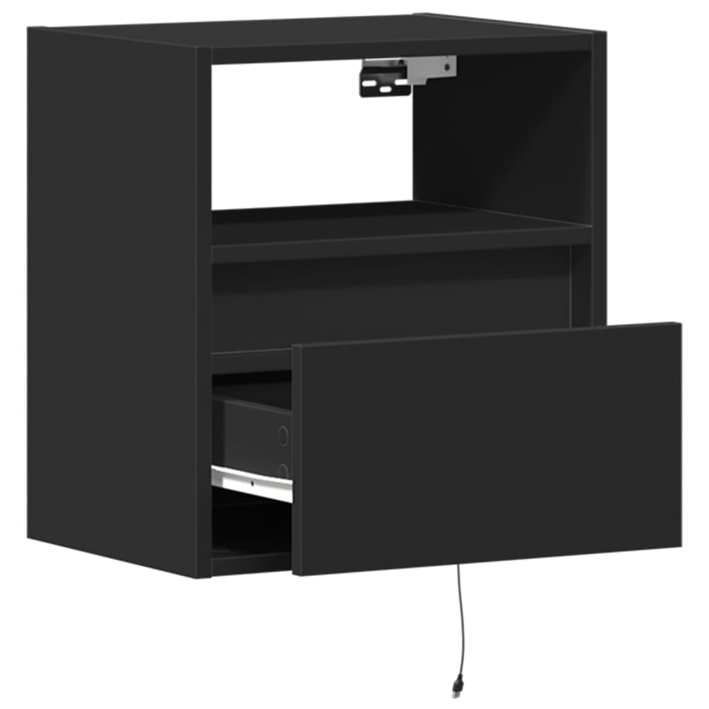 vidaXL TV Wall Cabinets with LED Lights 2 pcs Black 41x31x45 cm