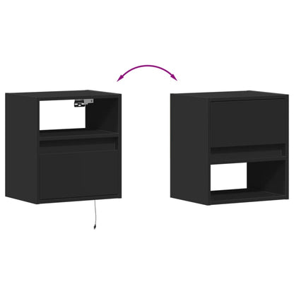 vidaXL TV Wall Cabinets with LED Lights 2 pcs Black 41x31x45 cm