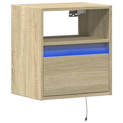 vidaXL TV Wall Cabinet with LED Lights Sonoma Oak 41x31x45 cm