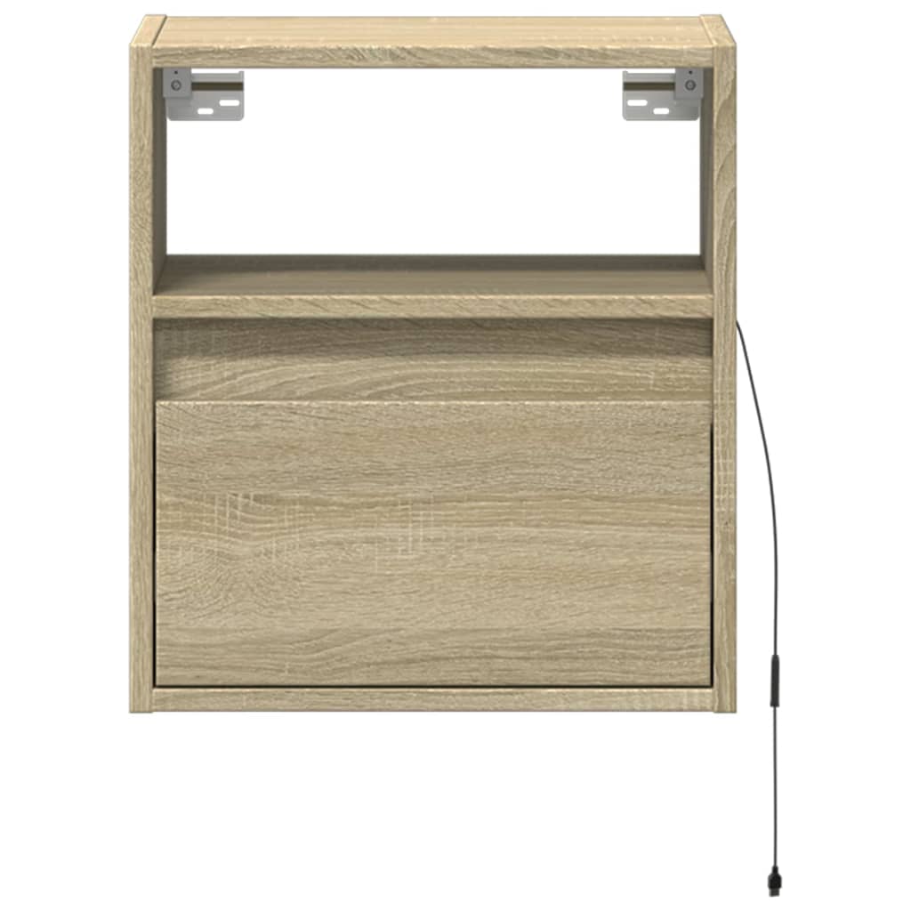vidaXL TV Wall Cabinet with LED Lights Sonoma Oak 41x31x45 cm
