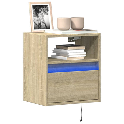 vidaXL TV Wall Cabinet with LED Lights Sonoma Oak 41x31x45 cm