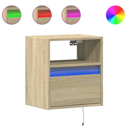 vidaXL TV Wall Cabinets with LED Lights 2 pcs Sonoma Oak 41x31x45 cm