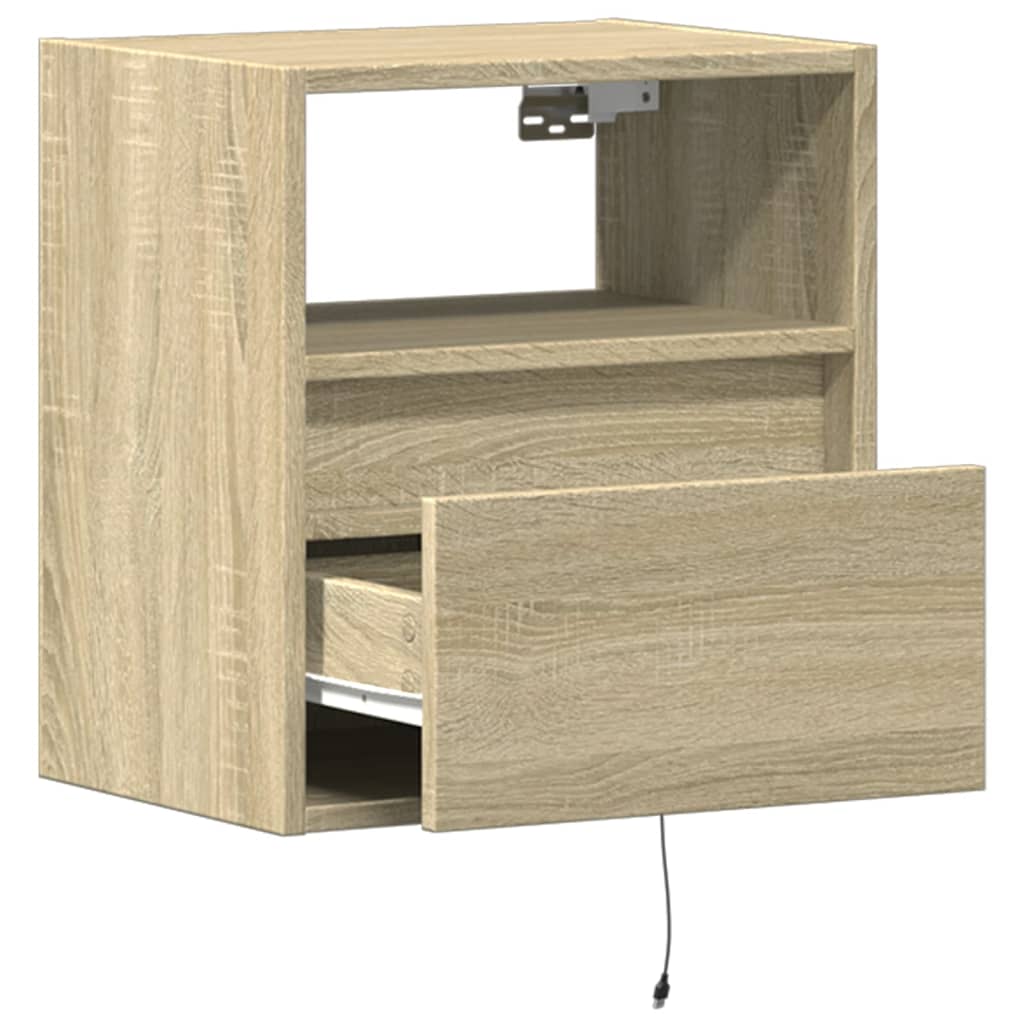 vidaXL TV Wall Cabinets with LED Lights 2 pcs Sonoma Oak 41x31x45 cm