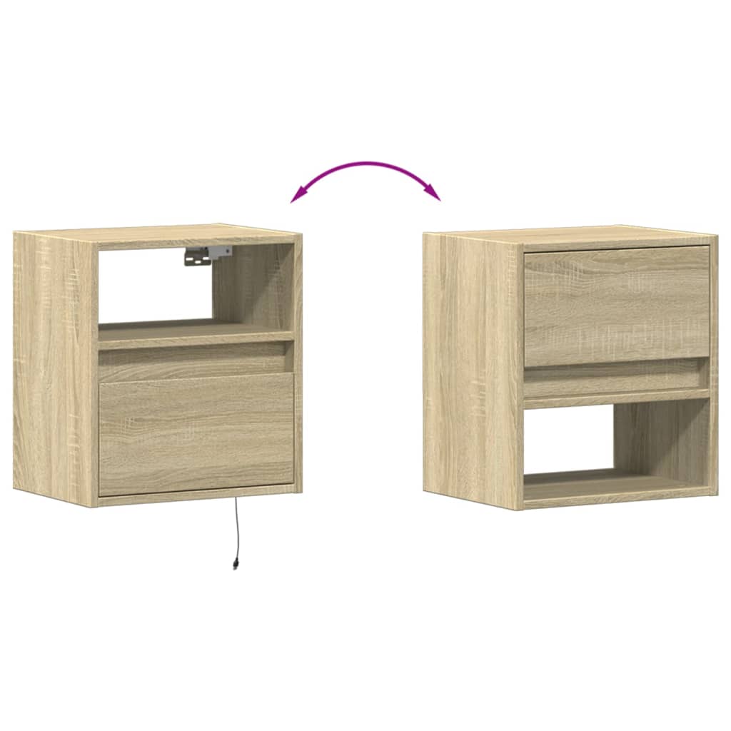 vidaXL TV Wall Cabinets with LED Lights 2 pcs Sonoma Oak 41x31x45 cm