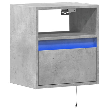 vidaXL TV Wall Cabinet with LED Lights Concrete Grey 41x31x45 cm