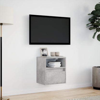 vidaXL TV Wall Cabinet with LED Lights Concrete Grey 41x31x45 cm