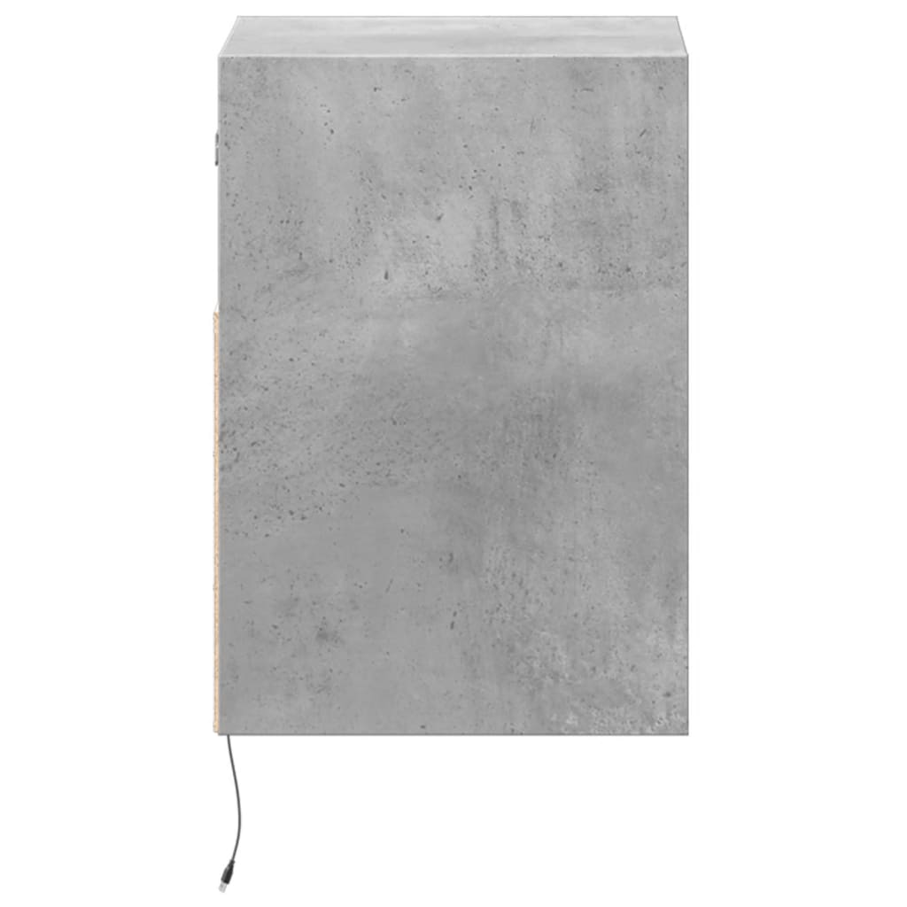 vidaXL TV Wall Cabinet with LED Lights Concrete Grey 41x31x45 cm