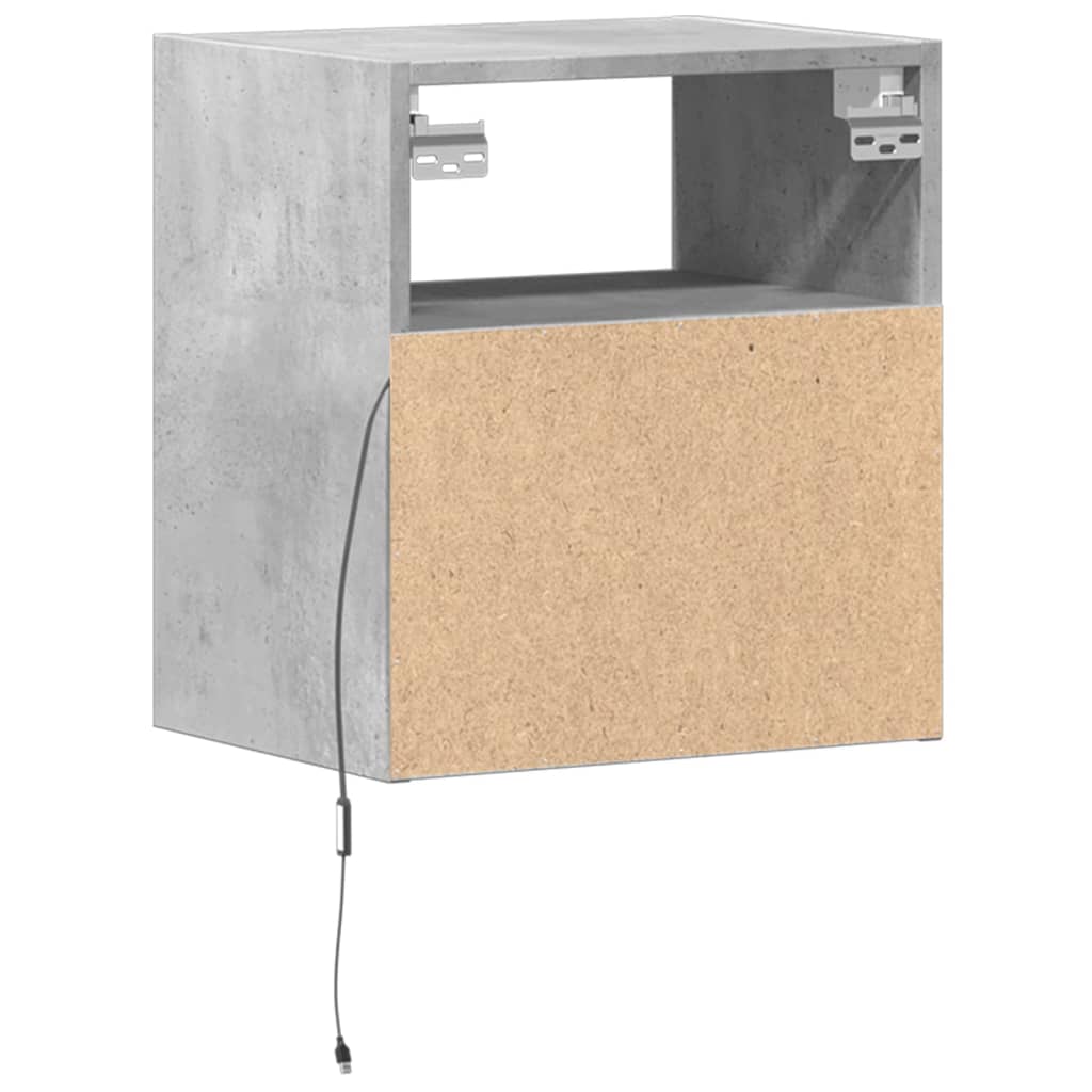 vidaXL TV Wall Cabinet with LED Lights Concrete Grey 41x31x45 cm