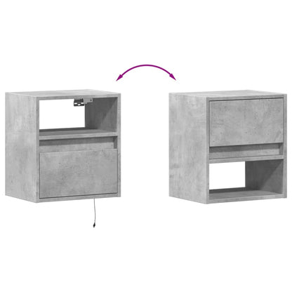 vidaXL TV Wall Cabinet with LED Lights Concrete Grey 41x31x45 cm