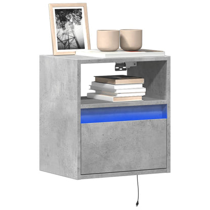 vidaXL TV Wall Cabinet with LED Lights Concrete Grey 41x31x45 cm