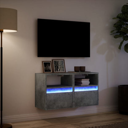 vidaXL TV Wall Cabinets with LED Lights 2 pcs Concrete Grey 41x31x45 cm