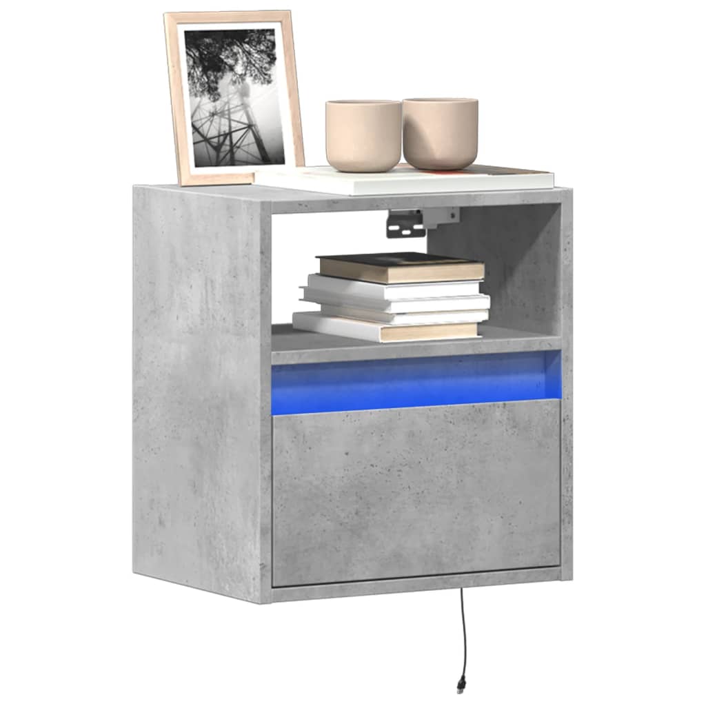 vidaXL TV Wall Cabinets with LED Lights 2 pcs Concrete Grey 41x31x45 cm
