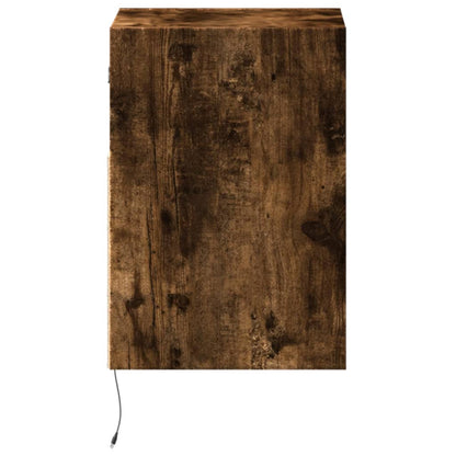 vidaXL TV Wall Cabinets with LED Lights 2 pcs Smoked Oak 41x31x45 cm