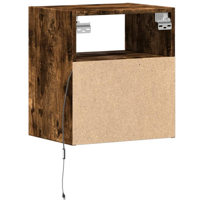 vidaXL TV Wall Cabinets with LED Lights 2 pcs Smoked Oak 41x31x45 cm