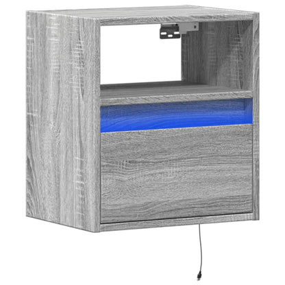 vidaXL TV Wall Cabinet with LED Lights Grey Sonoma 41x31x45 cm